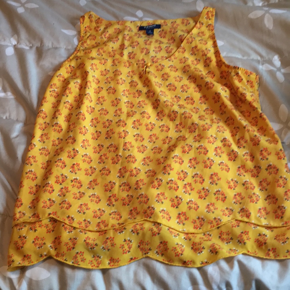 Yellow floral blouse tank